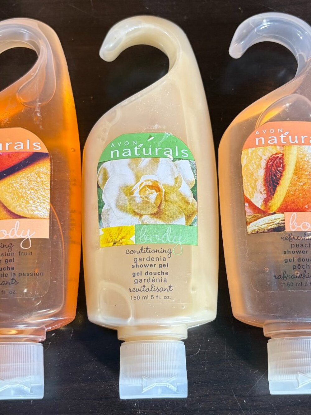 Lot of 3 Vtg Avon Naturals Shower Gel NOS Peach-Gardenia-Mango & Passion Fruit